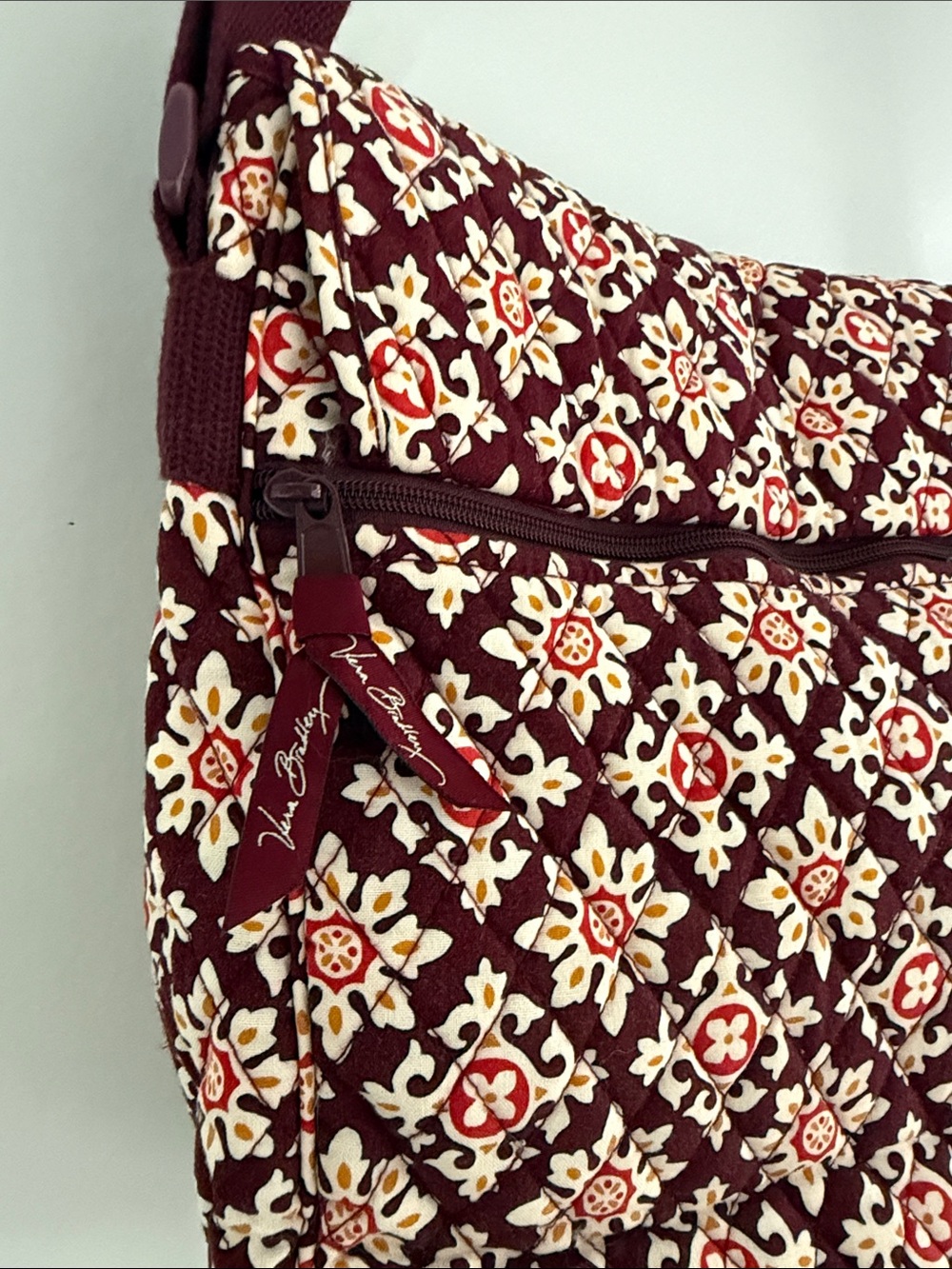 Vera Bradley Burgundy Medallion Messenger Bag
